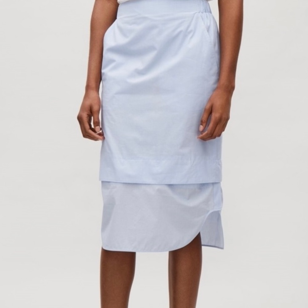COS Blue Midi Skirt with Adjustable Hem (Size 34/US 4)